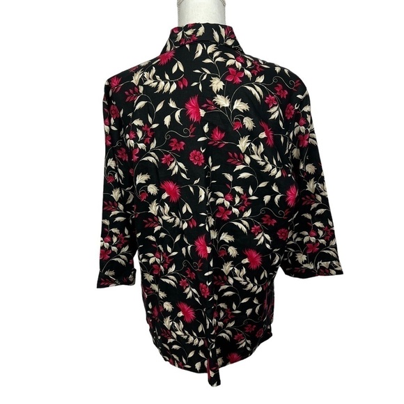 Charter Club Women’s Button Blouse Sz 16 Multi Color Floral Print 100% Linen - Picture 5 of 11